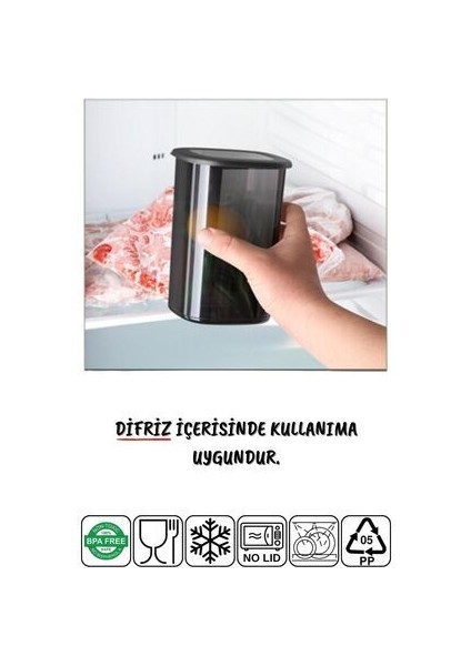 12 Adet 1750 ml Kırılmaz Suya Dayanıklı Saklama Kabı Antrasit Renkli Etiketlerle modelleri