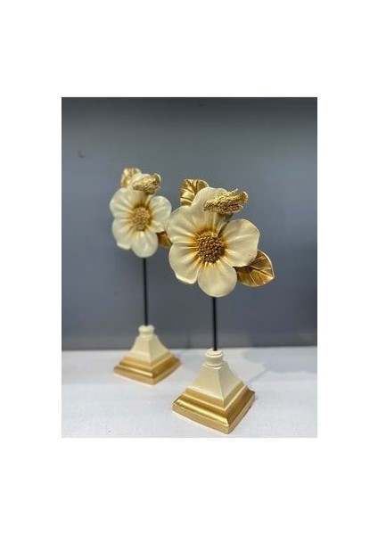 2'li Çiçek Aksesuar Krem Gold indirimleri