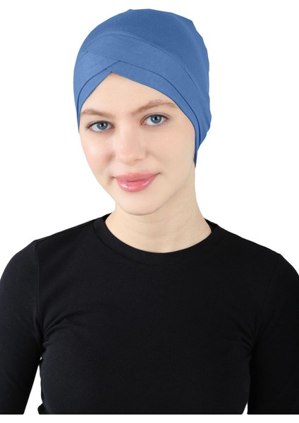 Çapraz Geçme Bone - St 060 Kot Mavisi