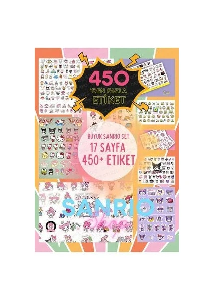 Ceres Studio Büyük Sanrio Sticker Set Hello Kitty Kuromi 17 Syf 425+ Ad. Planlayıcı Bullet Journal Telefon Etiketi