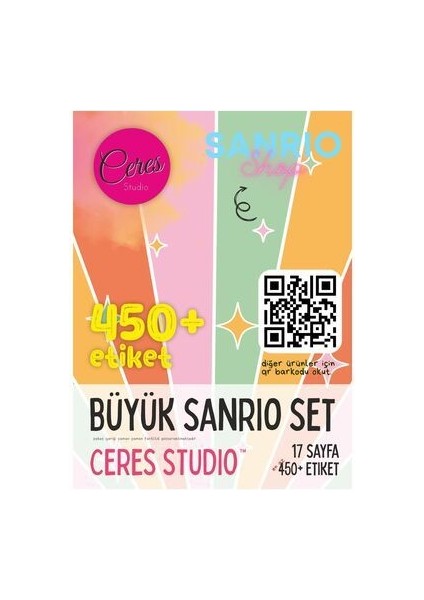 Büyük Sanrio Sticker Set Hello Kitty Kuromi 17 Syf 425+ Ad. Planlayıcı Bullet Journal Telefon Etiketi