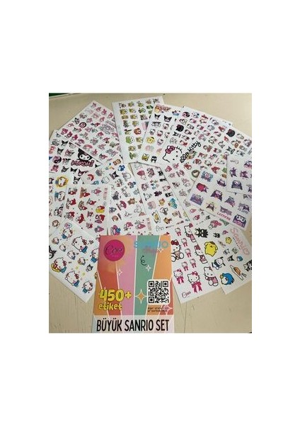 Büyük Sanrio Sticker Set Hello Kitty Kuromi 17 Syf 425+ Ad. Planlayıcı Bullet Journal Telefon Etiketi