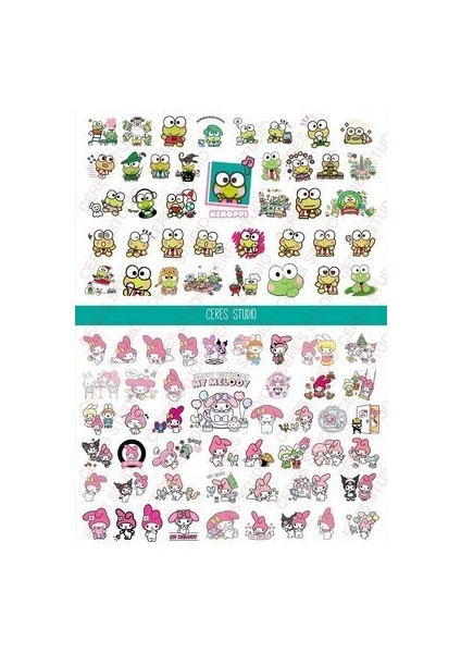 Büyük Sanrio Sticker Set Hello Kitty Kuromi 17 Syf 425+ Ad. Planlayıcı Bullet Journal Telefon Etiketi