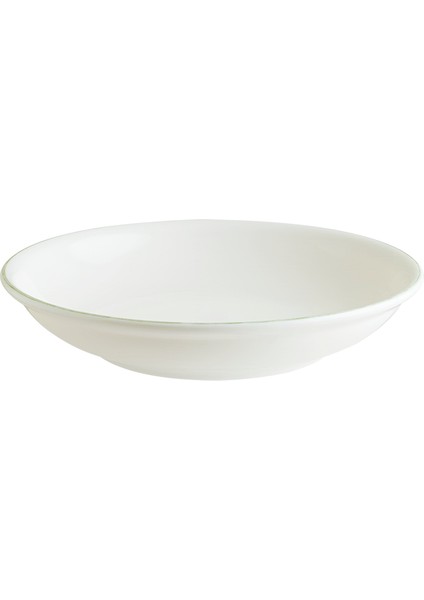 Retro Gourmet 12 Adet 20 cm 500 cc Yeşil Kenar Çizgili Porselen Çukur Tabak