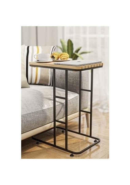 Masif Ahşap ve Paslanmaz Metal Gövdeli, Suya Dayanıklı Siyah Mat Kaplamalı Modern Yan Sehpa – Salon ve Ofis Kullanımına Uygun indirimleri