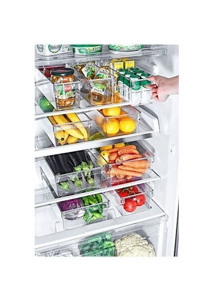 Kapaklı Mini Tall Clear Buzdolabı & Dolap Içi Düzenleyici Organizer 3 Adet
