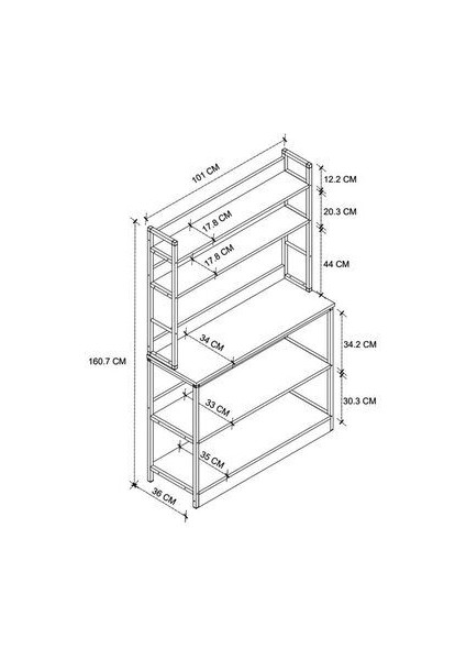 Mutfak Standı Bazalı 5 Raflı Kahve Köşesi Mutfak Rafı Mutfak Bangosu Çam