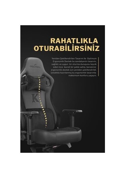 Knight Series Premium Siyah Oyuncu Koltuğu Ergopixel