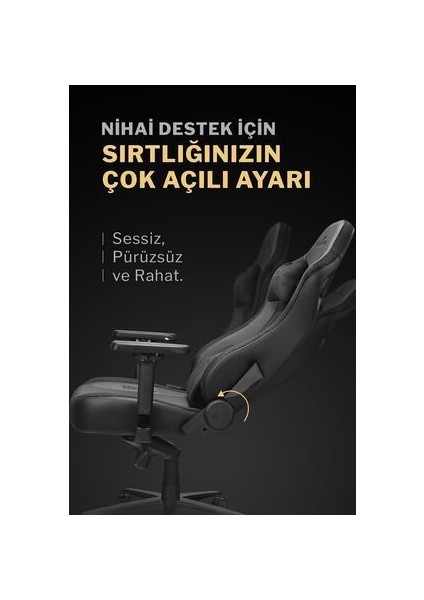 Knight Series Premium Siyah Oyuncu Koltuğu Ergopixel