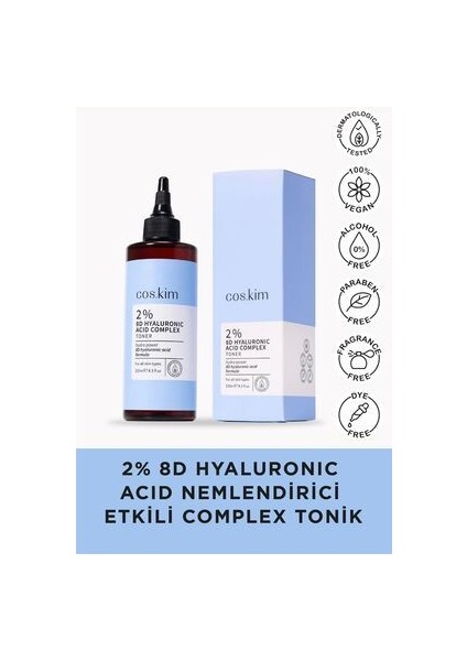 8 Çeşit Hyaluronik Asit Içeren Nemlendirici Tonik | 2% 8d Hyaluronic Acid Complex Toner 250 ml fiyatları