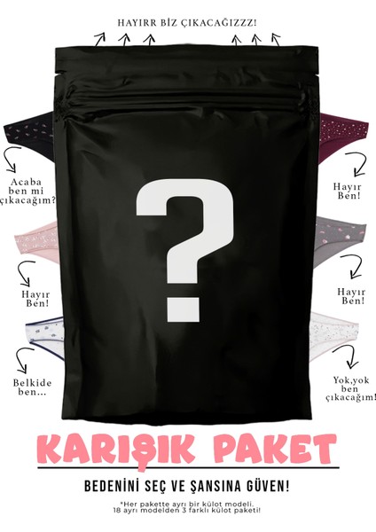 Kadın 1 Adet Rastgele Sürpriz Desenli Külot-Özel Gizemli Paketinde Sürpriz Külot indirimleri