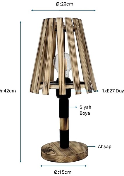 Siyah Boyalı Modern Masa Lambası PLC-1220-M-BSY