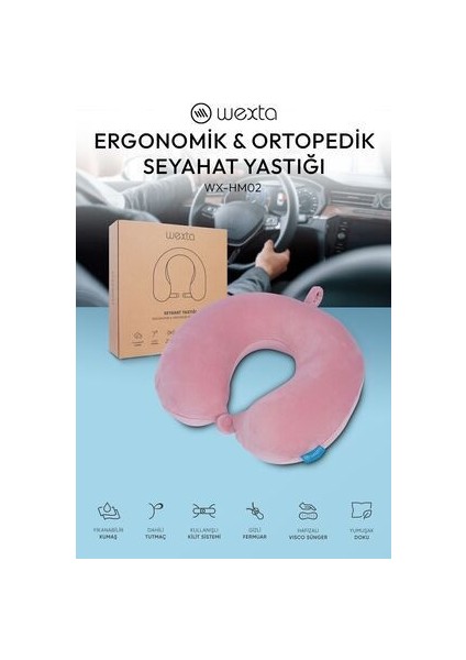Wexta WX-HM02 Pudra Pembe Seyahat Boyun Yastığı