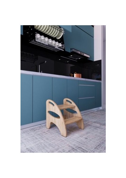 Montessori Ahşap Basamak Çocuklar İçin Güvenli Dayanıklı Ergonomik Tasarım