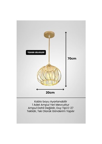 Luna Lighting Luxury Sarkıt Gold Kristal Taşlı Avize