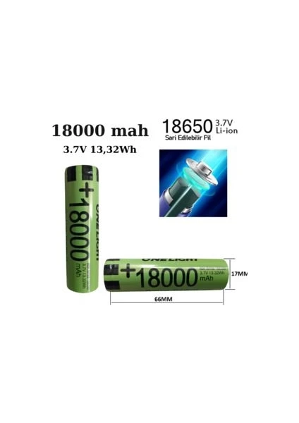 18650 Pil 18000 Mah 3,7V 13,32 Wh Şarjlı Lion Pil 18650 Pil 3600 Mah 3,7V 13,32 Wh Şarjlı Lion Pil 2 Adet