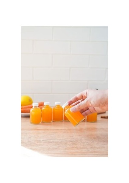7 Adet 50 ml Shot Ginger Şişe Cam Mini Plastik Kapaklı Kavanoz Kışlık Karışım Iksir Şişesi fırsatları
