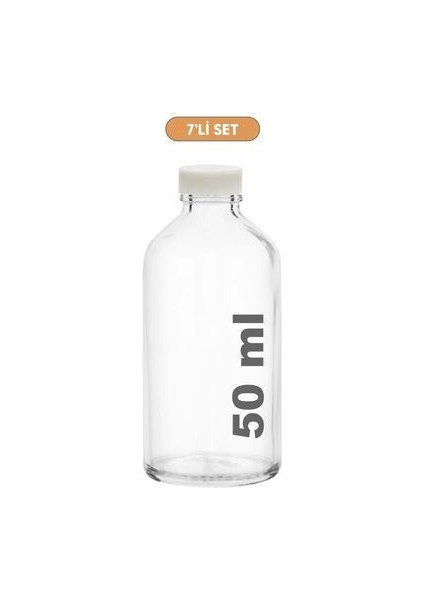 7 Adet 50 ml Shot Ginger Şişe Cam Mini Plastik Kapaklı Kavanoz Kışlık Karışım Iksir Şişesi