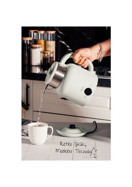 KT-01 Retrofi Su Yeşili 1.5 L Retro Elektrikli Kettle Su Isıtıcı fiyatları