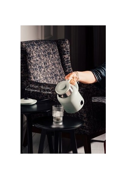 KT-01 Retrofi Su Yeşili 1.5 L Retro Elektrikli Kettle Su Isıtıcı modelleri