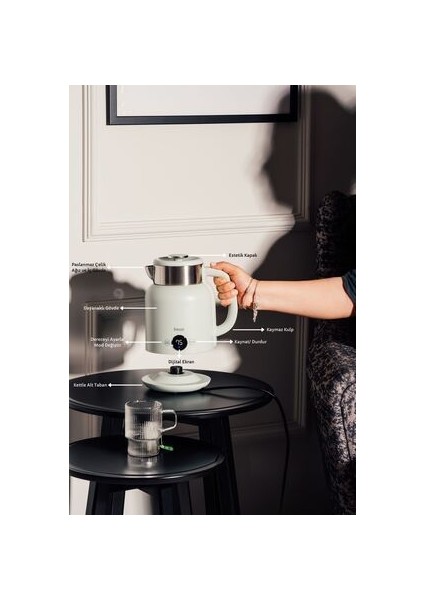 KT-01 Retrofi Su Yeşili 1.5 L Retro Elektrikli Kettle Su Isıtıcı fırsatları