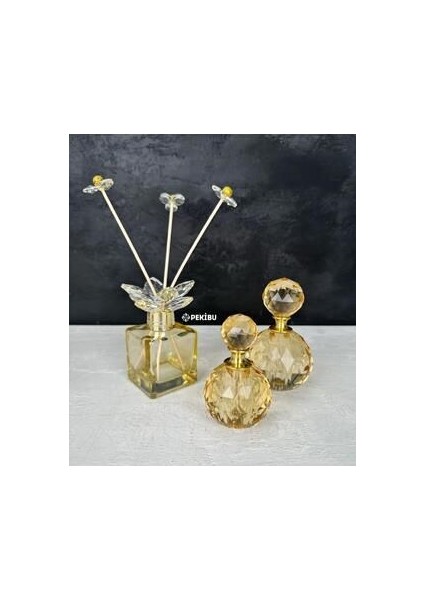 Dekoratif Kristal Cam Oda Koku Şişesi Sarı-Gold fiyatları