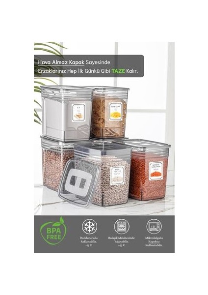 6'lı Lena Jumbo Set- Un ve Bakliyat Şeker Erzak Saklama Kabı - Dolap Kiler Düzenleyici Kutu 6x5,5 Lt fiyatları