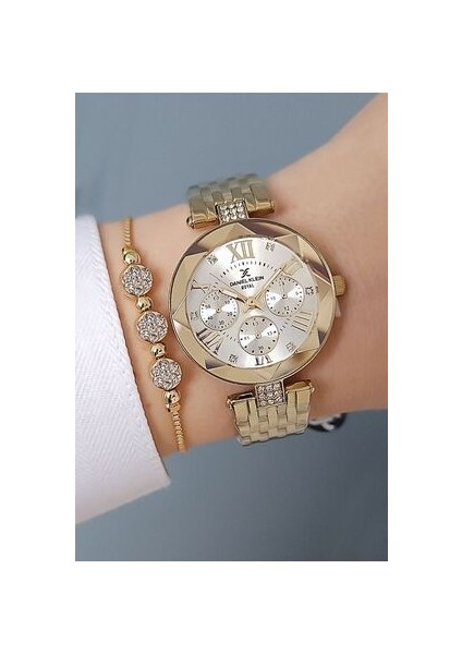 Kadın Kol Saati Analog Çelik Kordon Metal Kasa 3 ATM Su Geçirmez Altın Gri Renk