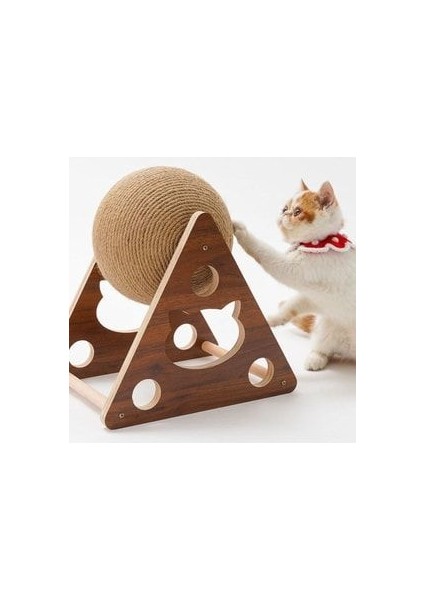 Tineke Ahşap Ipli Kedi Oyuncagi Topu Kedi Tırmalaması