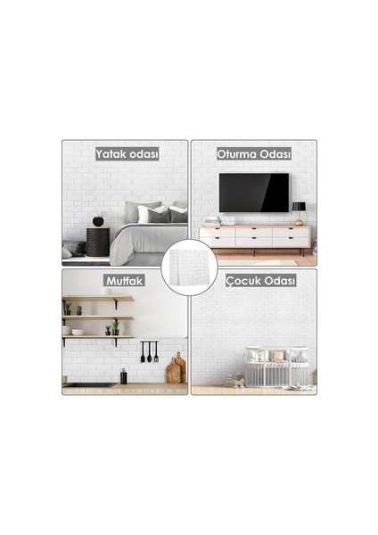 50X50 cm 0,27 M² Silinebilir Kendinden Yapışkanlı Duvar Kağıdı Esnek Köpük Panel 3D Tuğla Desen
