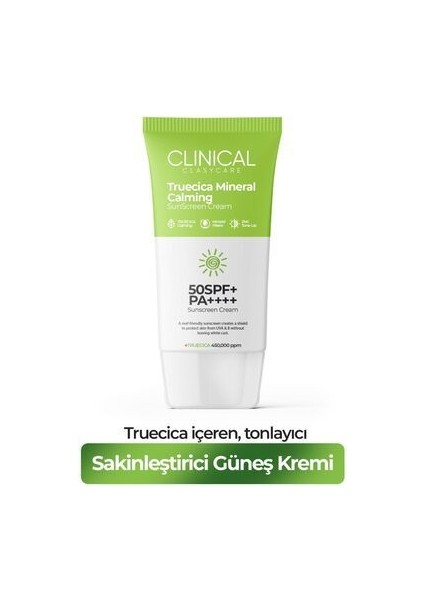 Clinical Clasy Spf +50 Care Truecica Mineral Calming Sunscreen Cream 50 Ml