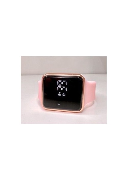 Rose Kasa Pembe Silikon Kordonlu LED Dokunmatik Genç Kız Kadın Kol Saati SU-562-001