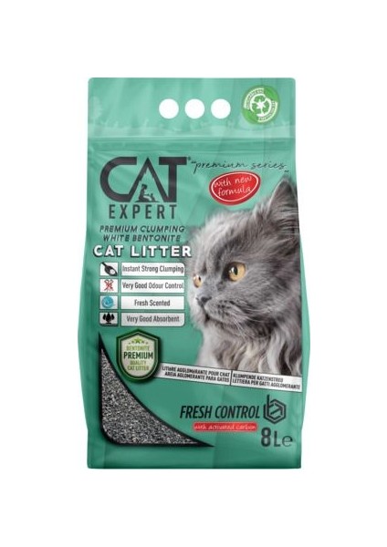 Cat Expert Kedi Kumu Fresh Control With Activated Carbon Topaklanan ve Koku Hapseden Ürün Tozsuz 8LT