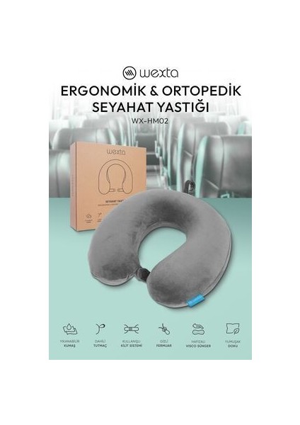 Wexta WX-HM02 Antrasit Seyahat Boyun Yastığı