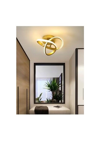 Modern Tavana Sıfır LED Avize Boomerang Ledli Avize Eskitme Gold