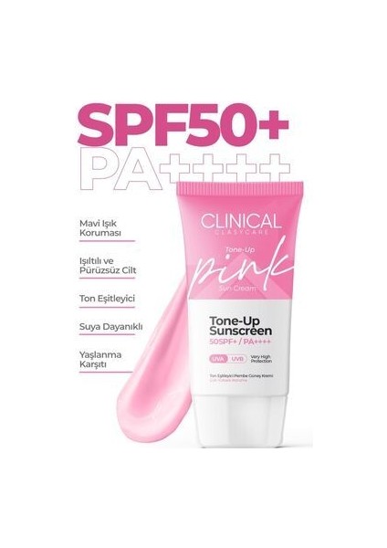Clinical Clasy Care Spf 50 Tone-Up Pink Sunscreen Cream 50 Ml fiyatları
