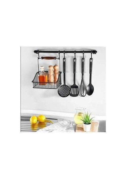 Ahşap Kulplu Metal Mutfak Sepeti, Retro Tasarım, Tezgah Üstü Veya Askılı Pratik Saklama Çözümü fiyatları