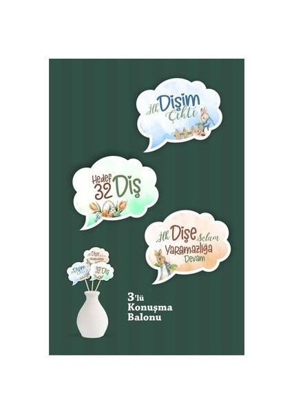 Diş Buğdayı Kutlamaları İçin Peter Rabbit Temalı 1 Banner 5 Pasta Süsü 20 Cupcake Süsü Seti modelleri