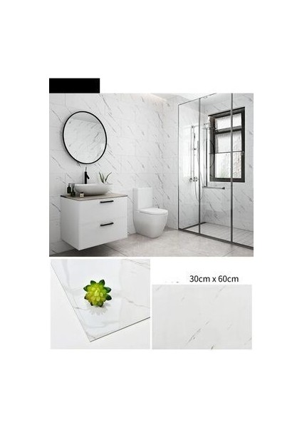 30X60 cm Beyaz Mermer Desenli Kendinden Yapışkanlı Seramik Köpük Banyo Wc Kaplama Pvc Duvar Paneli