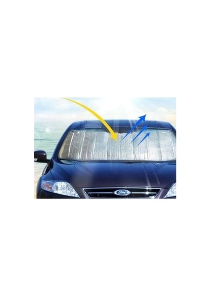 Güneşlik Araç Içi Ön Cam Vantuzlu Folyolu Katlanır Güneşten Koruyucu Perde 130 x 60 cm