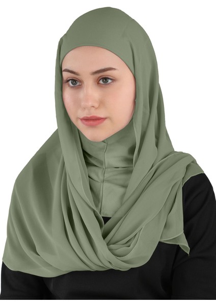 Hijablı Şifon Şal - St 100 Haki