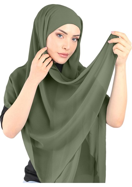 Boneli Şifon Şal - St 136 Haki