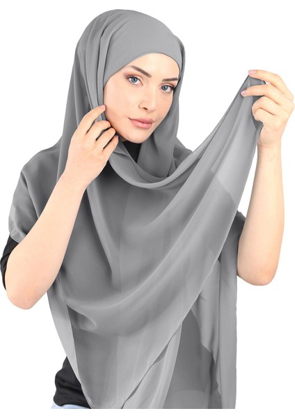 Boneli Şifon Şal - St 136 Koyu Gri