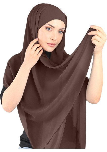 Boneli Şifon Şal - St 136 Açık Kahve