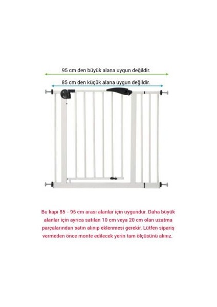Güvenlik Kapısı 86-95 cm Arası Kullanım İmkanı Beyaz Renkli Güvenlik Önlemi fiyatları