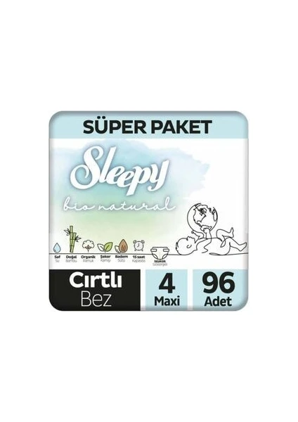 Bio Natural Süper Paket Külot Bez 4 Numara Maxi 96 Adet