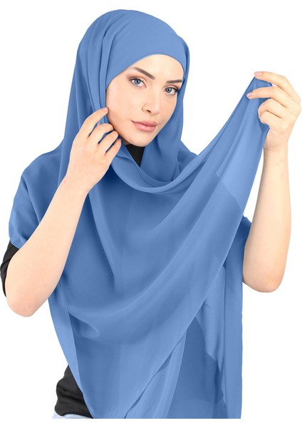 Boneli Şifon Şal - St 136 Kot Mavisi
