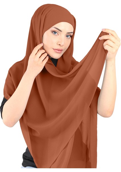 Boneli Şifon Şal - St 136 Kiremit