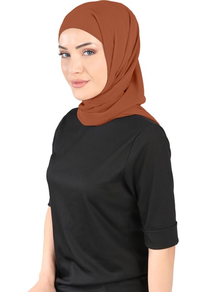 Boneli Şifon Şal - St 136 Kiremit