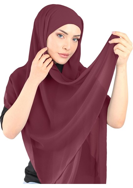 Boneli Şifon Şal - St 136 Bordo